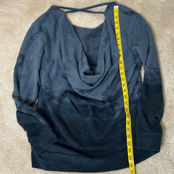 PrAna Deelite Pullover Drop‎ Back French Terry Cotton Blue Tie Dye Sweatshirt - Picture 7 of 9